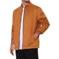 thumbnail image 4 of Men's Vintage Bomber Jacket Lightweight Stand Collar Zipper Casual Suede Jacket S Orange, 4 of 6