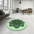 thumbnail image 4 of Ahgly Company Machine Washable Indoor Round Transitional Medium Forest Green Area Rugs, 6' Round, 4 of 7