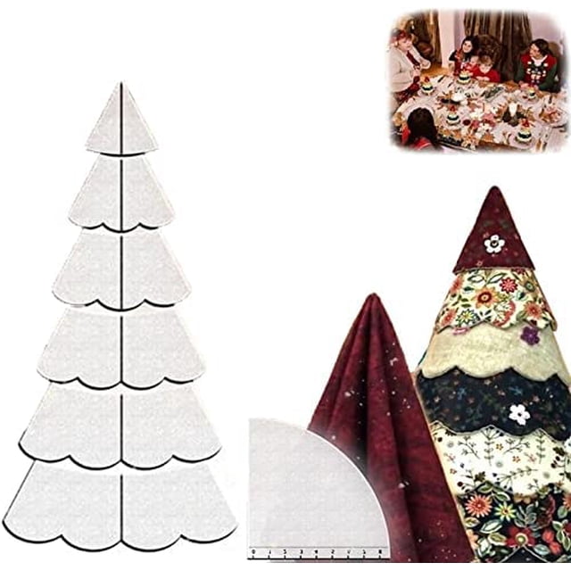 Handmade Christmas Tree Quilting Set for Sewing 3 Size, 8/12/15inch Christmas Tree Sewing Pattern Template Quilting Template, DIY Cut On Fold Christmas Tree Template for Sewing (15 Inch)