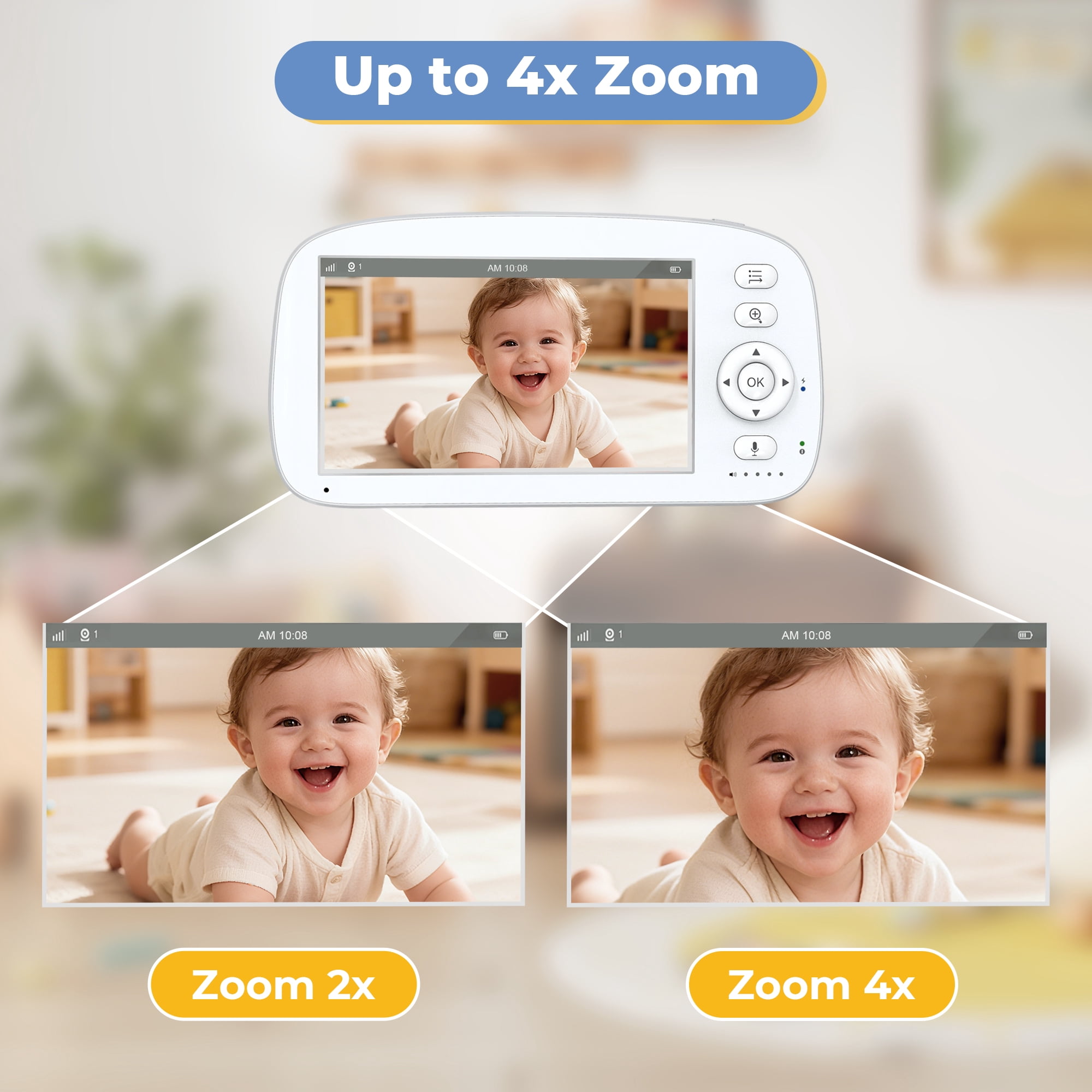 Baby Monitor, HDJ 5" Video Baby Monitor with Camera, No WiFi, 1000 ft Long Range, Night Vision, Two-Way Audio, VOX Mode, Temperature Monitoring