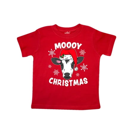 

Inktastic Moooy Christmas with Cute Holstein Cow and Snowflakes Gift Toddler Boy or Toddler Girl T-Shirt