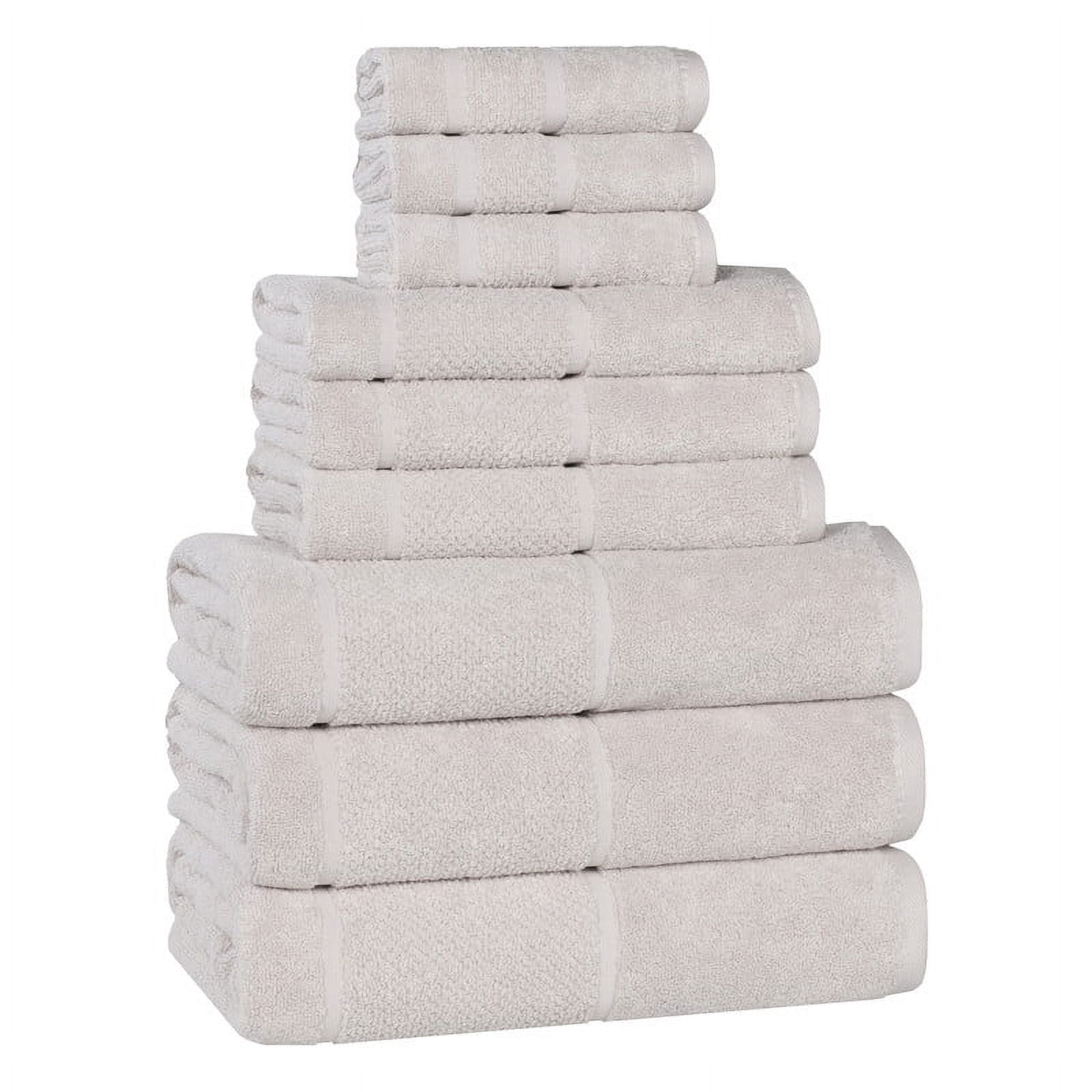 Superior Mile Smart Twist Cotton Medium Weight 9 Piece Towel Set, Ultra Absorbant Towels, Silver