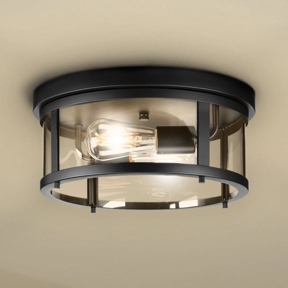 Luxury Farmhouse Ceiling Light, Medium Size: 5.75''H x 12.625''W, with Modern Farmhouse Style Elements, Matte Black Finish, UHP1524 from the Bankstown Collection by Urban Ambiance