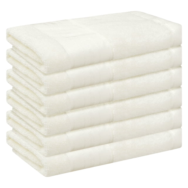 REGALWOVEN Toallas de mano de algodón a rayas de 6 piezas, toallas de cara absorbentes y de bajo pelaje para el ba?o Beige 13'x13'