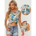thumbnail image 2 of Camisa hawaiana Allegra K para mujer Blusa de playa con botones florales tropicales blanco XL, 2 of 4