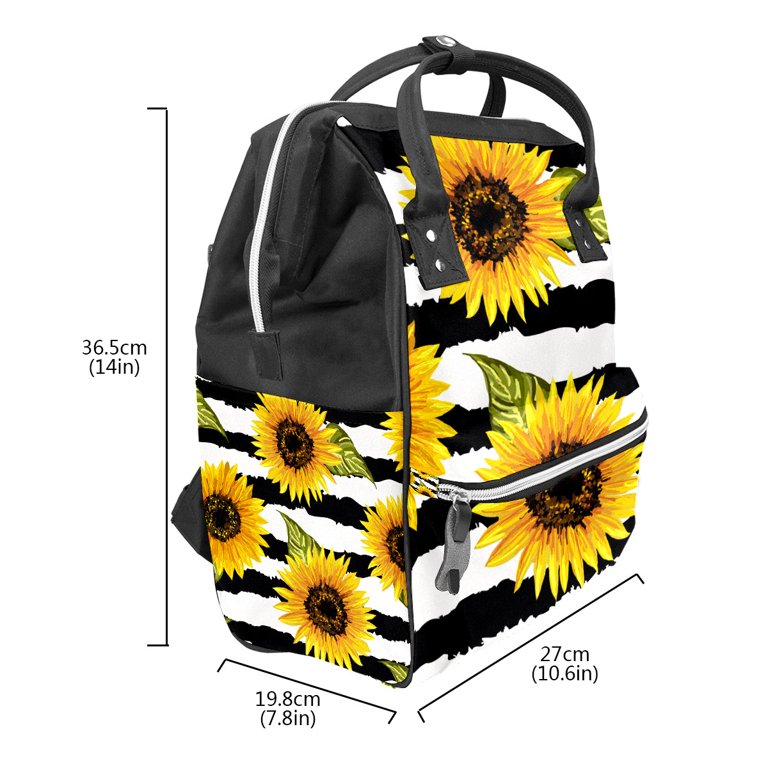 Women Backpack Diaper Bag Baby Nappy Bag, Sunflower Stripe