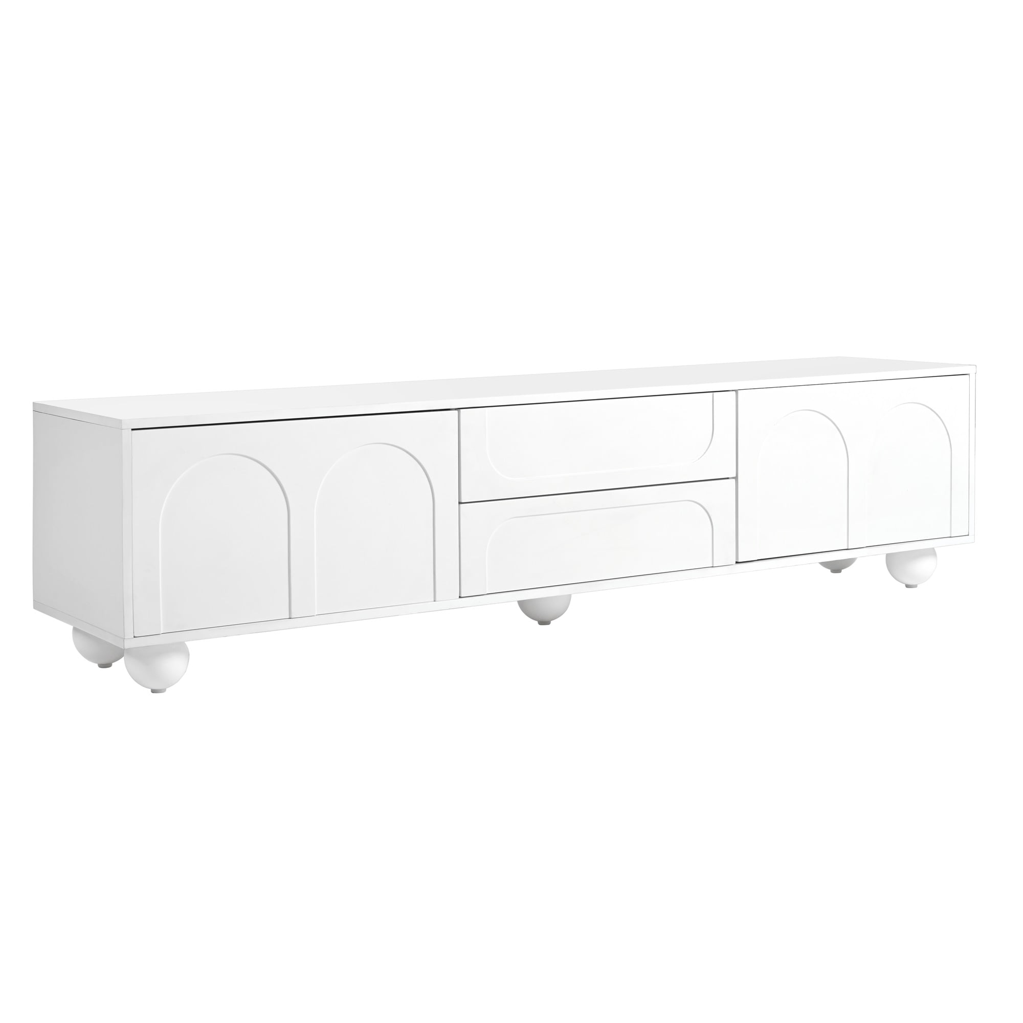MAYEERTY Cream Style TV Stand - Arched Doors & 2 Drawers, Fits TVs up to 75"