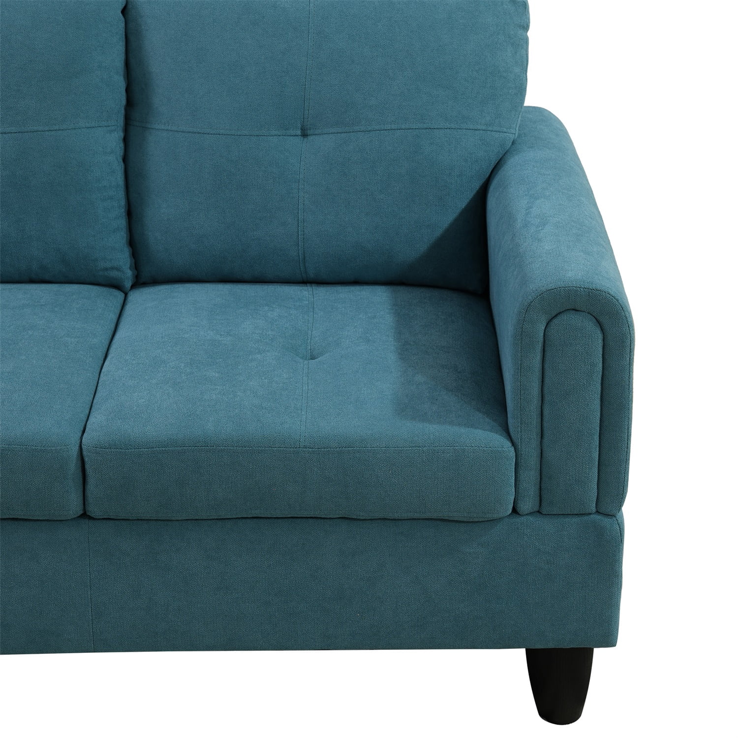 Hommoo L Shaped Couch Set Sectional Sofa Set, Flannel Living Room Furniture Sets, 4-Seat Couches and Sofa Set for Home, Apartment, Dorm, Green(No Ottoman)