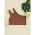thumbnail image 2 of CIYCuIT Toddler Little Girls One Shoulder Vest Solid Color Sleeveless Tank Tops Kids Cute Summer Pullover T-shirt for Casual Daily 12M 18M 24M 3T 4T 5T, 2 of 8