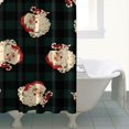 thumbnail image 4 of Green and Black Christmas Plaid Santa Pattern Shower Curtain 84"x72" ,Bathroom Decorative Shower Curtains Set with 12 Hooks,Modern Waterproof Washable Shower Curtain, 4 of 6