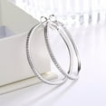 thumbnail image 2 of Amy and Annette 14K White Gold Large Hoop Earrings with crystals from Swarovski in 14K White Gold Plated, 2 of 5
