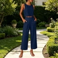 thumbnail image 2 of Enjoytime Two Piece Sets for Women Round Neck Tank Tops with Pants Matching Set Travel Casual Work Summer Plus Size Outfits, 2 of 8