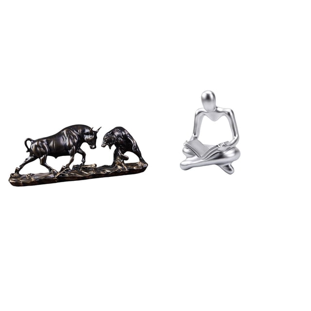 Estatua De Pensador De Toro Y Oso Feng Shui Moderna, Escultura Abstracta De Vaca Y Ganado, Obra De Arte Creativa Para Escritorio Y Decoración De Sala De Estar, Regalo