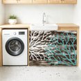 thumbnail image 2 of Coastal Corals Under Sink Curtain for Closet, Privacy Short Cabinet Curtains, Turquoise White Ocean Life Shabby Wooden Self Adhesive RV/Open Cabinet Skirt Adds Bathroom Storage 11"x13", 2 of 8