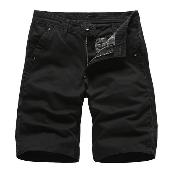 Pantalones cortos de verano para hombre, de color liso, para uso informal y al aire libre - Algodón, ajuste estándar, talla real - L/XL/XXL