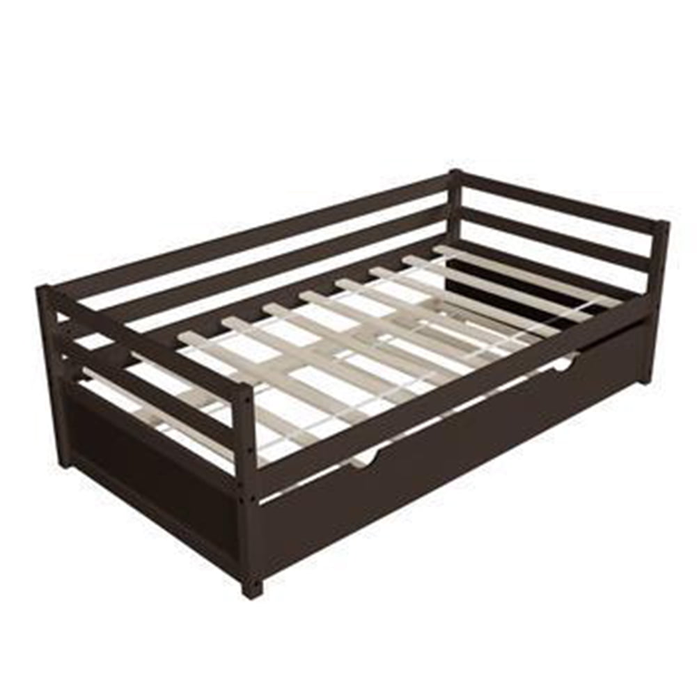Kepooman Children Twin Wood Daybed Sofa Bed with 2 Storage Drawers for Home, Expresso Kepooman Children Twin Wood Daybed Sofa Bed with 2 Storage Drawers for Home, Expresso
