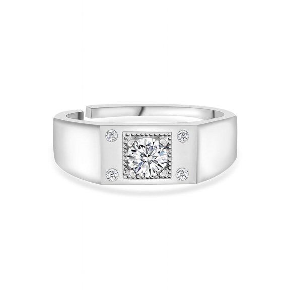 Sunshine Adjustable Silver Solitaire Ring, Moissanite Engagement Ring,925 Sterling Silver Ring, April Birthstone Ring