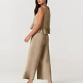 thumbnail image 5 of Sentmoon Travel Outfits for Women 2 Piece Sets Summer Tops and Dress Pants Oversized Sleeveless Crew Neck Festival Outfits for Women Relaxed Solid Color Womens Blouses for Travel and Vacation, 5 of 9
