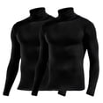 thumbnail image 1 of Tops para hombre, ropa de otoño cálida de cuello alto, camisa base de manga larga, paquete de 2 piezas de Color sólido Pompotops oipoqjl7944, 1 of 7