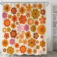 thumbnail image 4 of Retro Flowers Shower Curtain, Groovy Brown Orange Sun Flower Vintage 70s Fabric Shower Curtains Set for Bathroom Funky Hippie 1970 Boho Yellow Floral Decoration with Hooks 72 X 72 inch Bath Decor, 4 of 6