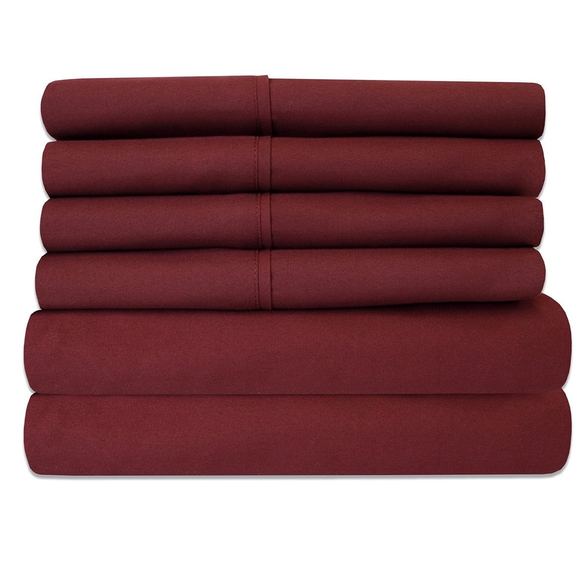 Luxury Home Super-Soft 1600 Series Double-Brushed 3 Pcs Bed Sheets Set (Twin, Burgundy)