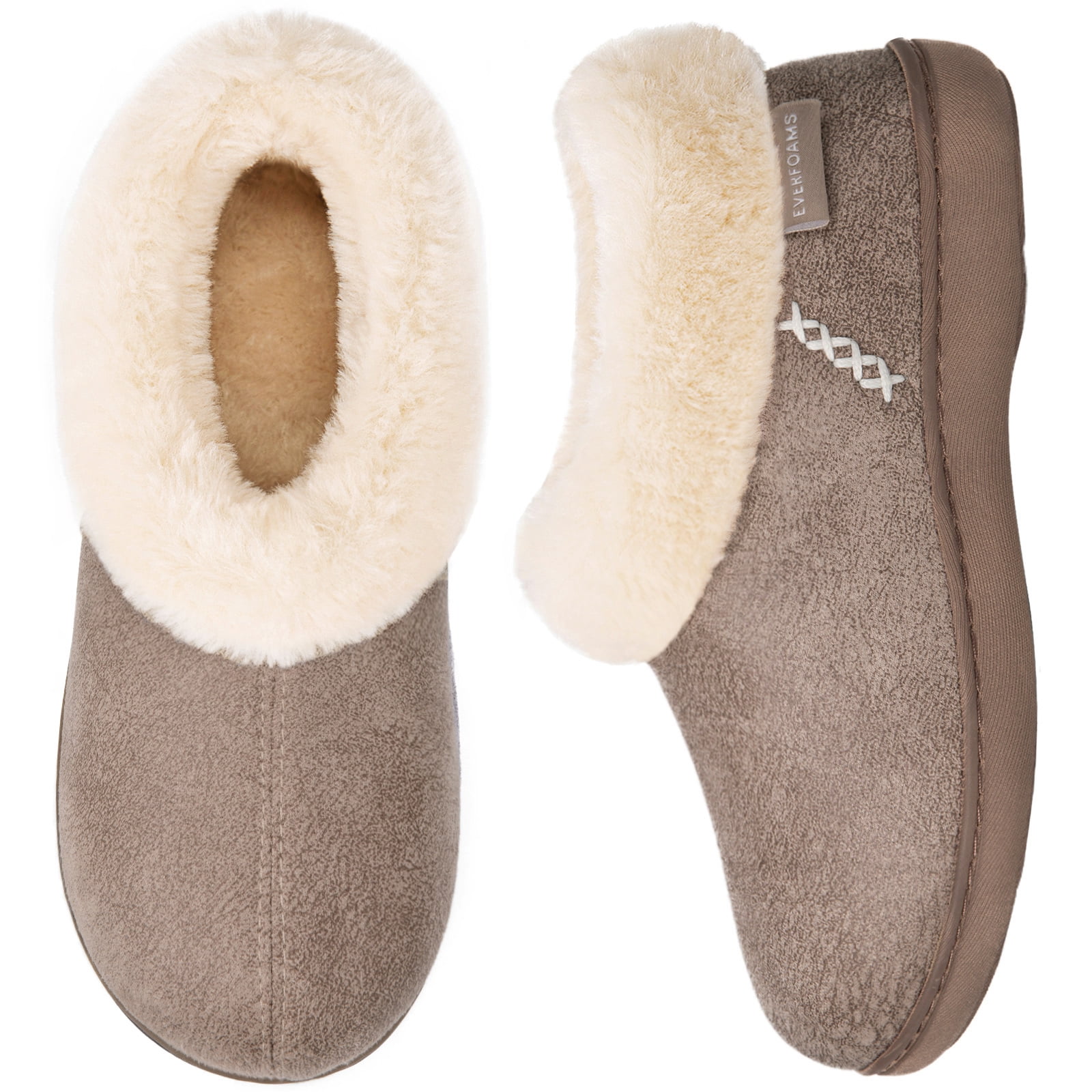 EverFoams Women's Micro Suede Cozy Memory Foam Winter Slippers with ...