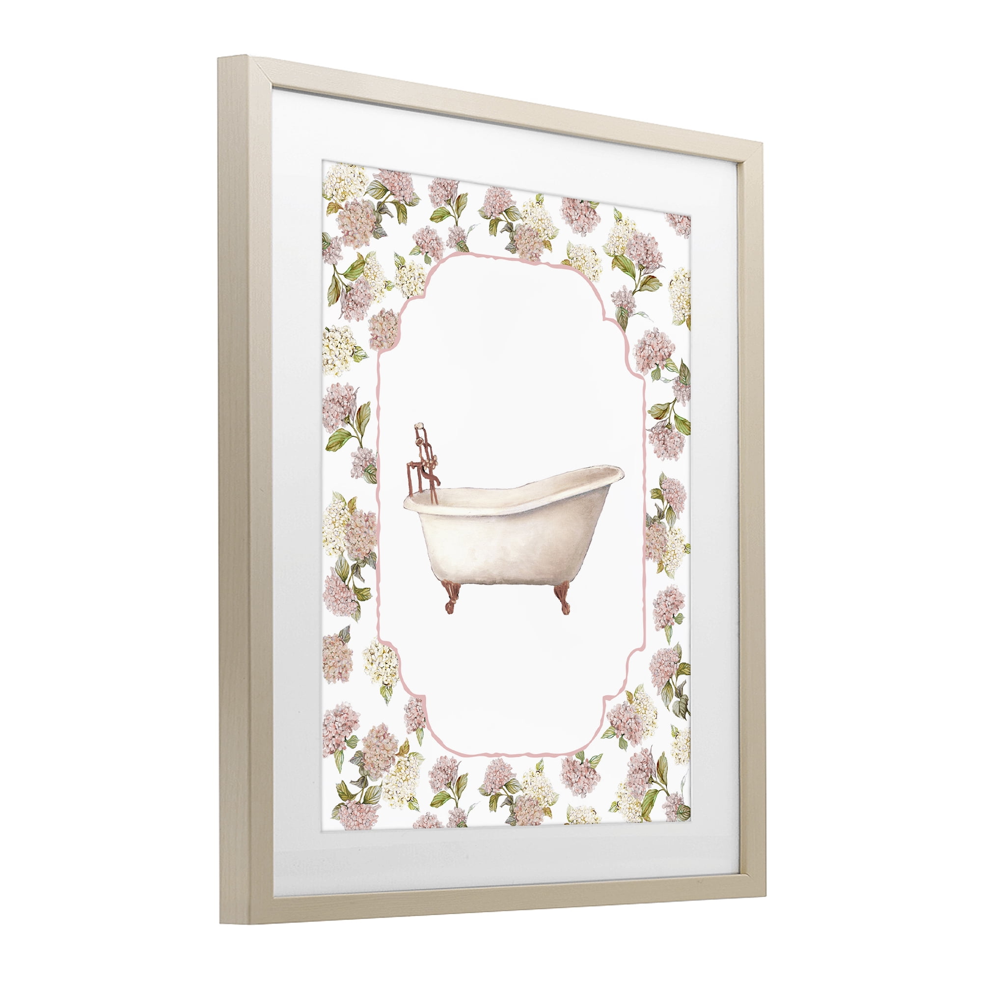 Stupell Industries Elegant Hydrangeas Bathtub Birch Framed Print Under Glass, design by Carol Robinson