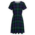 thumbnail image 4 of Modern Cute Blue And Green Plaid Sundress Short Sleeve Dress Summer Women Clothes Dress for Women Dresses, 4 of 7