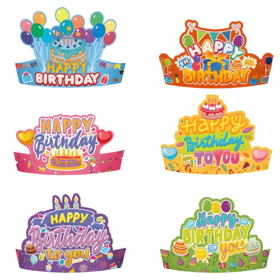 DESIGNICE 6Pcs Paper Crowns,Adjustable and Reusable Birthday Crown,Birthday Hats for Parties and Gatherings