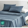 thumbnail image 3 of Chezmoi Collection 4-Piece Stone Washed California King Sheet Set, Rayon Derived from Bamboo & Polyester Blended, Breathable & Cooling 15-Inches Deep Pocket Sheets & Pillowcases Set, Steel Blue, 3 of 9