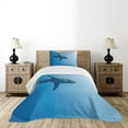 thumbnail image 4 of Ambesonne Shark Quilted Bedspread Set 2 Pcs, Fish in Ocean Swimming, Twin Size, Pale Blue, 4 of 5