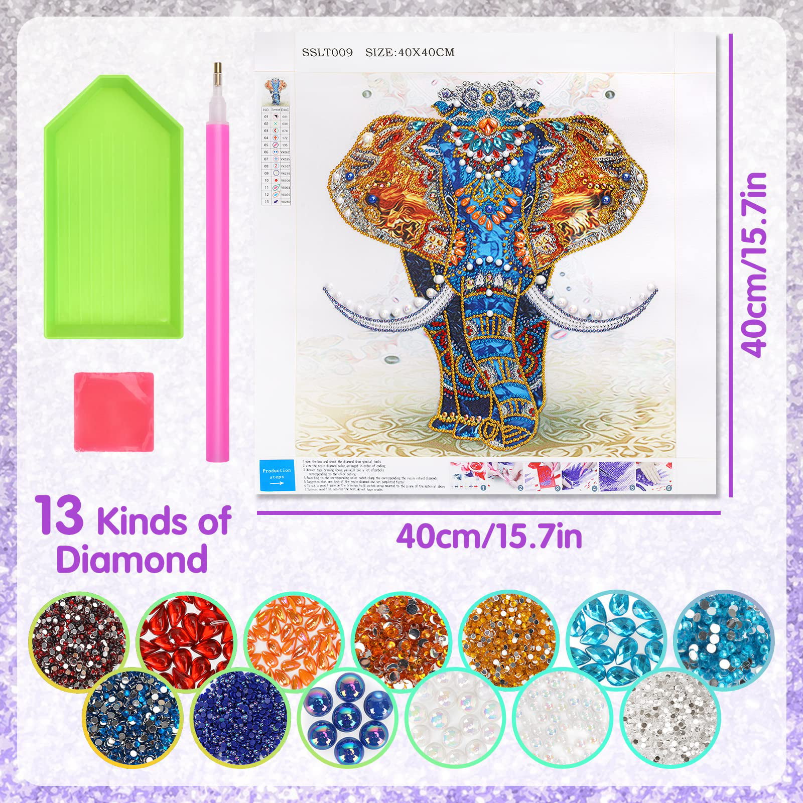 Diamond Painting Kits for Adults, Diamond Art, Crystal Gem Jewel Art Kits  for Adults Kids, 5D Diamond Painting by Numbers for Adults, Scorpion Animal