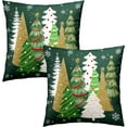 thumbnail image 2 of Christmas Trees Pillow Covers 16x16 Set of 2, Green Xmas Trees Snowflakes Decorative Throw Pillow Cases Double Sided Printed Cushion Cover for Sofa Couch Outdoor Home Decor, 2 of 4