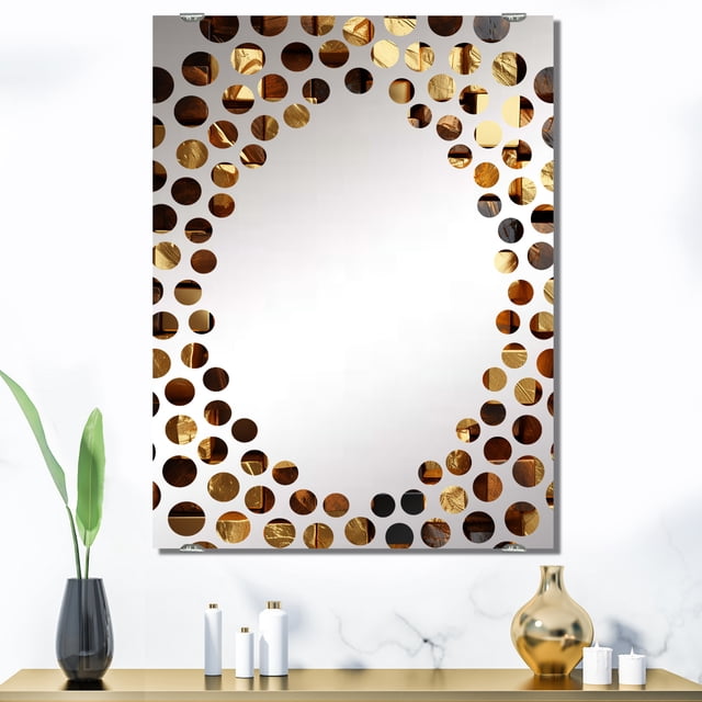 Designart "Abstract Cubes in Black and Gold III" Abstract Geometric Oversized Wall Mirror - Modern Abstract Living Room Wall Mirror - Multiple Color Options