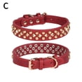 thumbnail image 1 of Soft Leather Pet Dog Collar Rivet Studded Adjustable for Medium Large Dogs. W9W2, 1 of 9