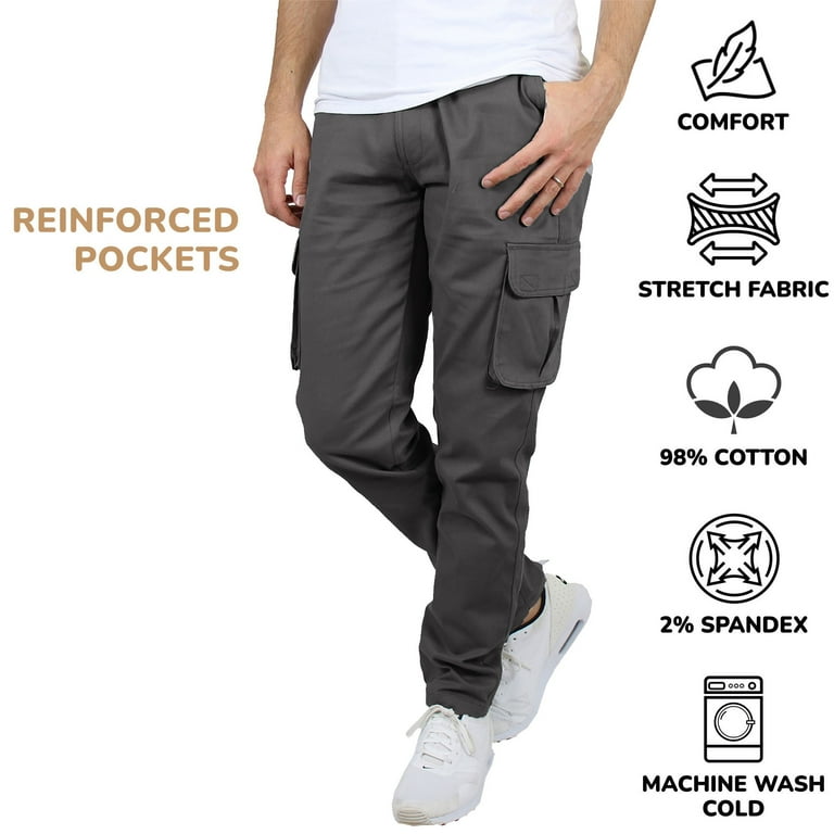 3-Pack Men's Flex-Stretch Cotton Cargo Pants, 31-Inch Inseam