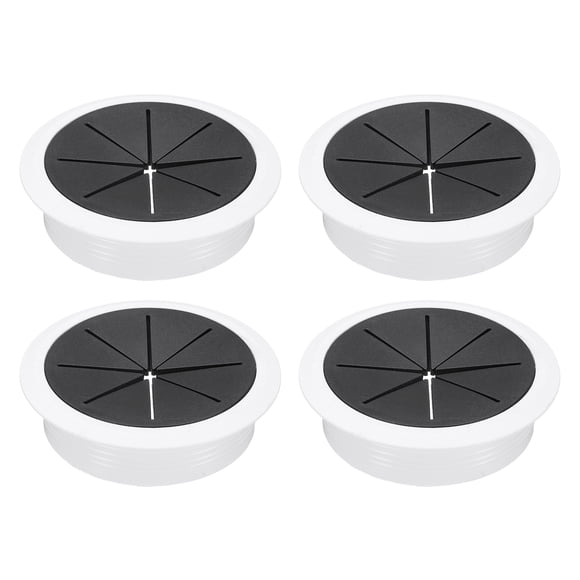 4 Pack Desk Grommet, 3.15 Inch 80mm Desk Cable Hole Cover, Black/White