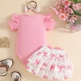 thumbnail image 6 of TOWED22 Baby Girl Outfits Short Sleeve Romper Bodysuit Floral Shorts Set Clothing Pink,9-12 M, 6 of 6