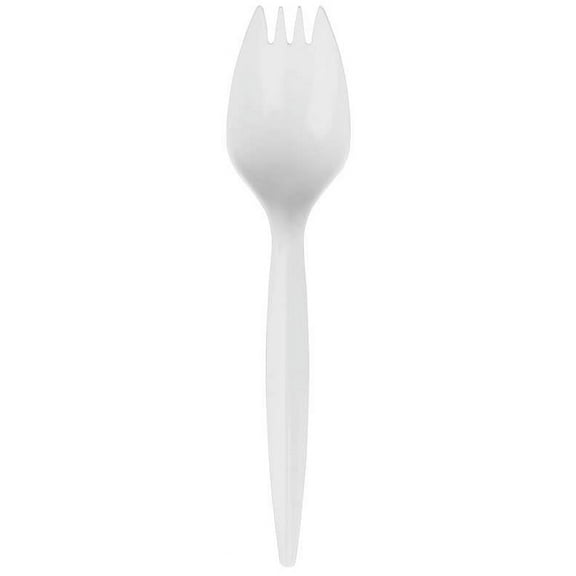 Bunzl Prime Source Medium Weight Polypropylene White Spork - Bulk Pack -- 1000 per case.