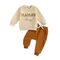 thumbnail image 2 of Elippeo Boys Autumn 2PCS Outfit Sets Long Sleeve O Neck Letter Embroidery Tops Drawstring Pants Sets 6 12 18 24 Months 3 Years, 2 of 10