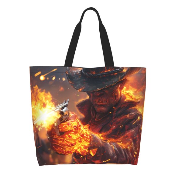 Naloa Western Fire Cowboy Tote Bag for Women Large Capacity Shoulder Bag for College Work Travel Shopping