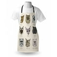 thumbnail image 3 of Indie Apron Set of Different Breeds Cat Portraits Doodle Style Cute Funny Animals Kittens, Unisex Kitchen Bib Apron with Adjustable Neck for Cooking Baking Gardening, Tan Beige Taupe, by Ambesonne, 3 of 3