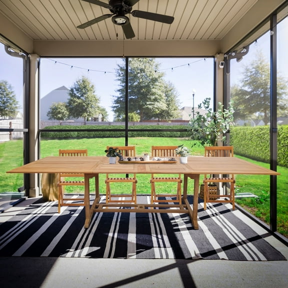 Teak Wood Santa Ana Rectangular Double Extension Outdoor Patio A-Grade Teak Dining Table, 78 to 118 inch