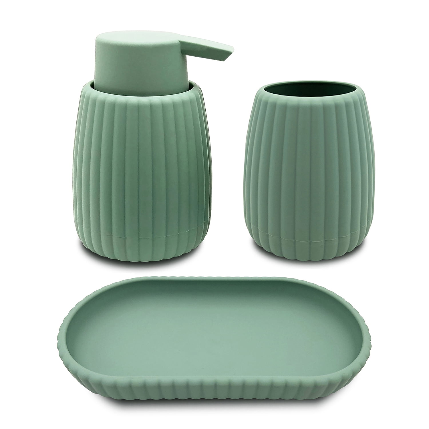 Mainstays Rubberized Plastic Ribbed Accessory Tray, Green