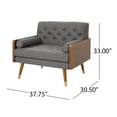 thumbnail image 3 of Noble House Amiriah Mid Century Modern Fabric Tufted Club Chair, Gray, 3 of 12