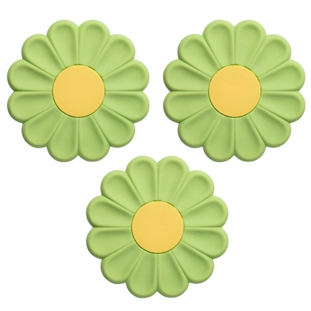 3 piezas de almohadilla aislante de flores de margarita, manteles individuales de silicona simples y lindos, posavasos, tapetes antiescaldaduras.
