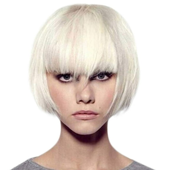 SUCS Girls Fashion Short White Cool Wig Women Handsome Realistic Short Hair Wig