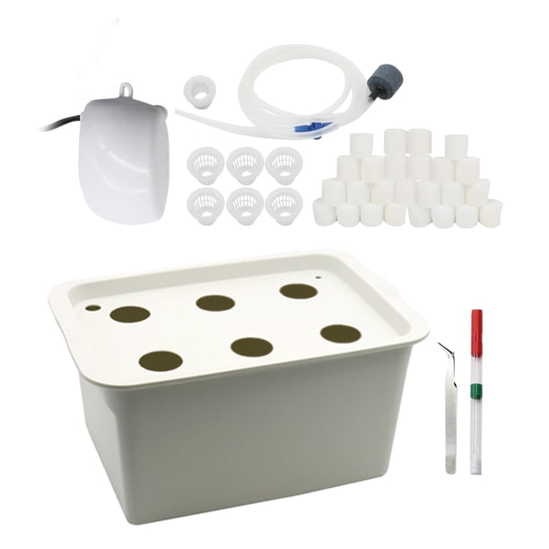 Sistema de cultivo hidropónico Caja de gabinete 6 agujeros Balcón Cultivo de vegetales Kit de tanque Tomshoo Gris