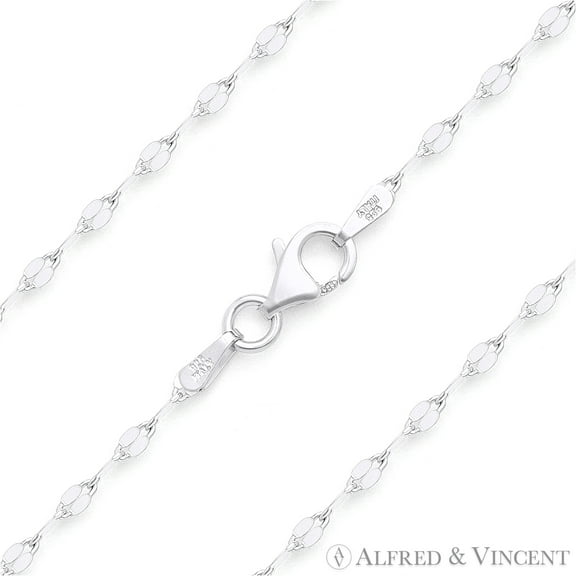 2.2mm Diamond-Cut Flat Coffee Link Chain Necklace in Plain .925 Sterling Silver
