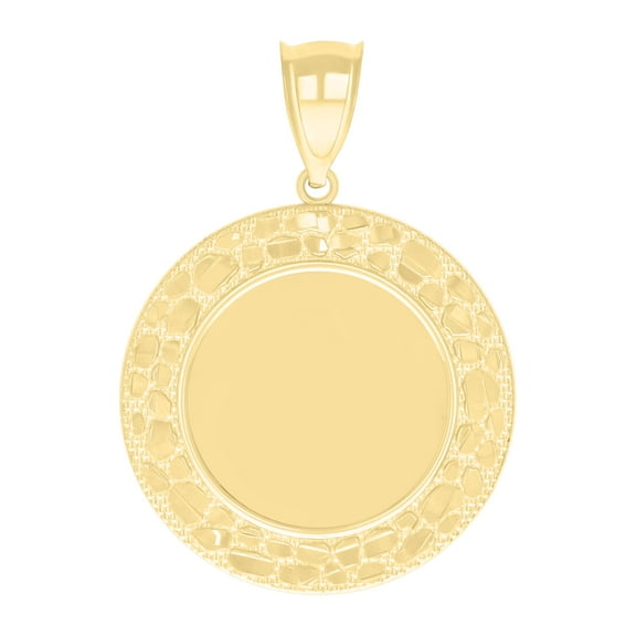 10k Yellow Gold Mens Nugget Medallion Fashion Charm Pendant